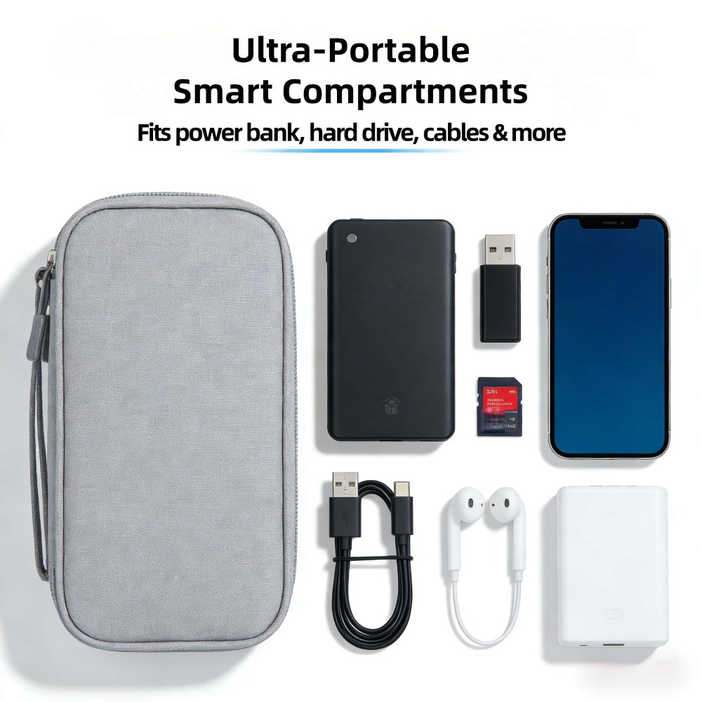 Tech Accessories Case - Elektronik-Organizer-Tasche Tragbare Wasserdichte Stoßfeste Reisetasche für